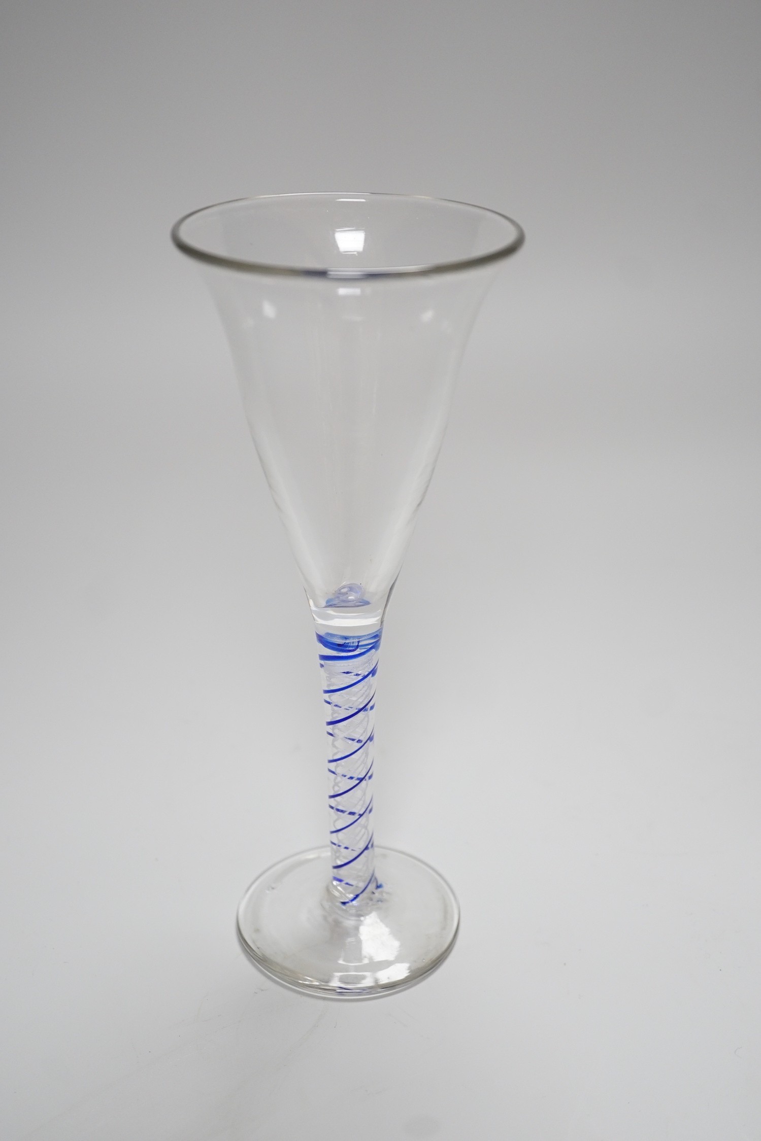 A Dutch colour twist stem wine glass, c.1900, 21.5cm